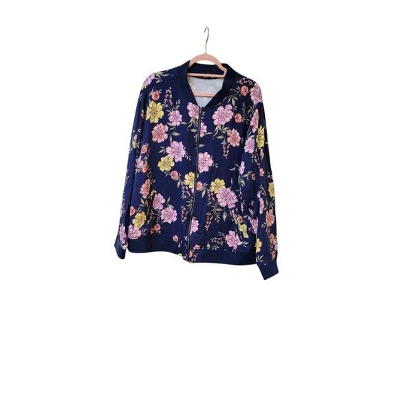 torrid Jackets & Blazers - Torrid Blue Floral Bomber Jacket Rayon Women's 4x NWOT